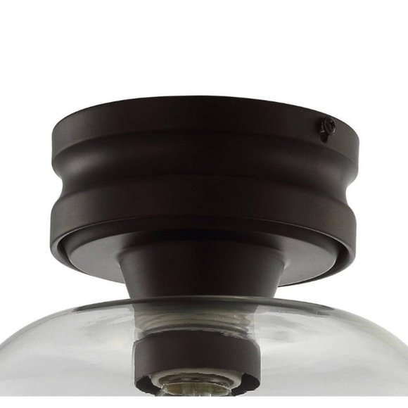 Domenic 7.75 in. Oil Rubbed Bronze Metal/Glass LED Flush Mount by JONATHAN Y - Picture 2 of 7